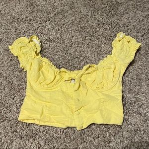Princess Polly crop top yellow ruffles